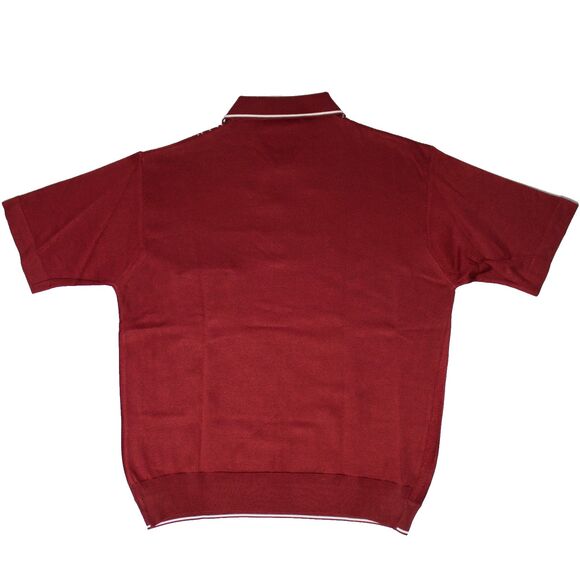 VTG NWT L Virany 60s Style Sweater Shirt Knit Polo Burgundy Made in Italy Men XL - Picture 4 of 13